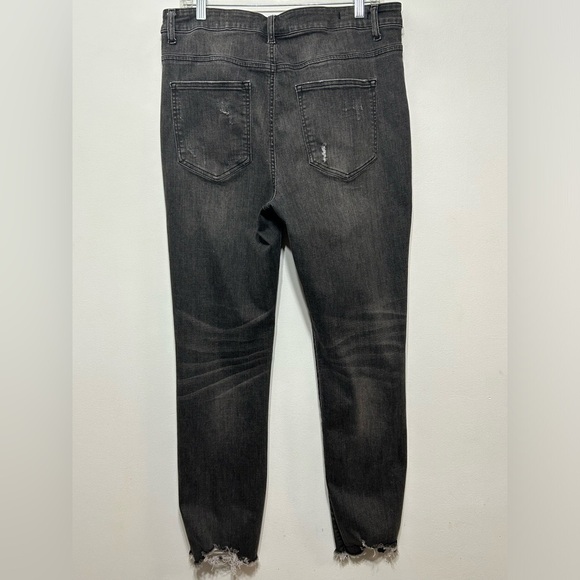 Risen High Rise Straight Leg Distressed Raw Hem Jeans - Picture 4 of 10